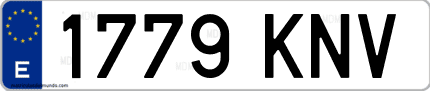 Ejemplo de matrícula de coche ordinaria 1779 KNV