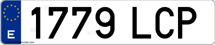 Ejemplo de matrícula de coche ordinaria 1779 LCP