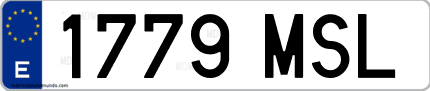 Ejemplo de matrícula de coche ordinaria 1779 MSL