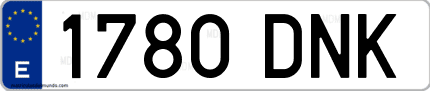 Ejemplo de matrícula de coche ordinaria 1780 DNK