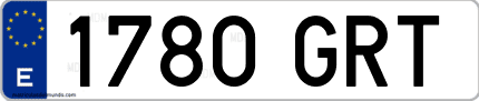 Ejemplo de matrícula de coche ordinaria 1780 GRT