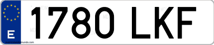 Ejemplo de matrícula de coche ordinaria 1780 LKF
