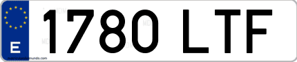 Ejemplo de matrícula de coche ordinaria 1780 LTF