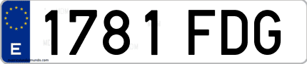 Ejemplo de matrícula de coche ordinaria 1781 FDG