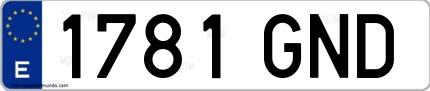 Ejemplo de matrícula española 1781 GND