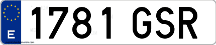 Ejemplo de matrícula de coche ordinaria 1781 GSR
