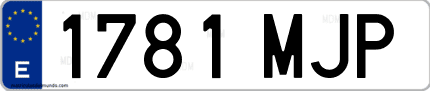 Ejemplo de matrícula de coche ordinaria 1781 MJP