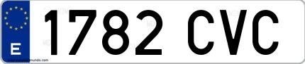 Ejemplo de matrícula española 1782 CVC