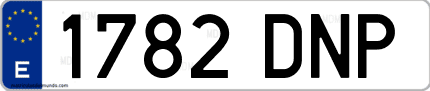 Ejemplo de matrícula de coche ordinaria 1782 DNP