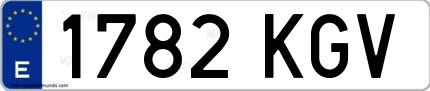 Ejemplo de matrícula española 1782 KGV