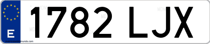 Ejemplo de matrícula de coche ordinaria 1782 LJX