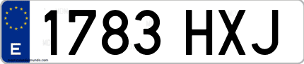 Ejemplo de matrícula de coche ordinaria 1783 HXJ