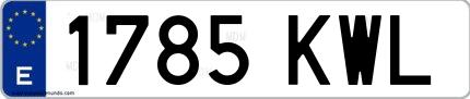 Ejemplo de matrícula española 1785 KWL