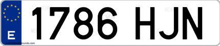 Ejemplo de matrícula de coche ordinaria 1786 HJN