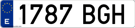 Ejemplo de matrícula de coche ordinaria 1787 BGH