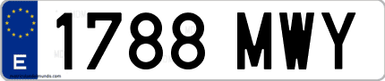 Ejemplo de matrícula de coche ordinaria 1788 MWY