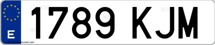 Ejemplo de matrícula española 1789 KJM