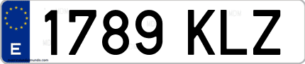 Ejemplo de matrícula de coche ordinaria 1789 KLZ