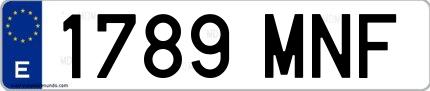 Ejemplo de matrícula española 1789 MNF