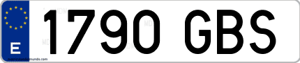 Ejemplo de matrícula de coche ordinaria 1790 GBS