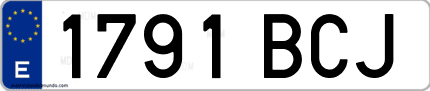 Ejemplo de matrícula de coche ordinaria 1791 BCJ