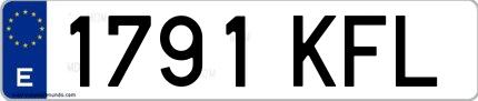Ejemplo de matrícula española 1791 KFL