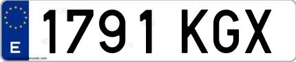 Ejemplo de matrícula española 1791 KGX
