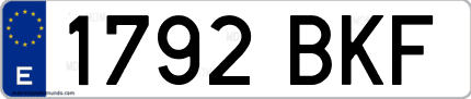 Ejemplo de matrícula de coche ordinaria 1792 BKF