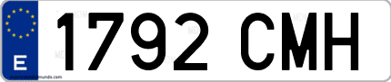 Ejemplo de matrícula de coche ordinaria 1792 CMH