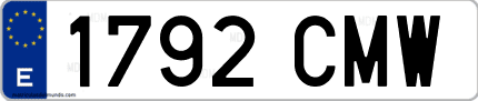 Ejemplo de matrícula de coche ordinaria 1792 CMW