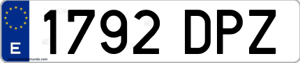 Ejemplo de matrícula de coche ordinaria 1792 DPZ