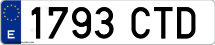 Ejemplo de matrícula de coche ordinaria 1793 CTD