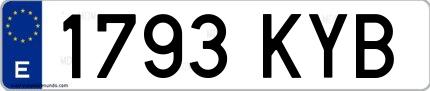 Ejemplo de matrícula española 1793 KYB