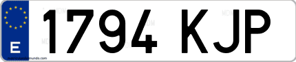 Ejemplo de matrícula de coche ordinaria 1794 KJP