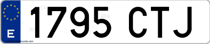 Ejemplo de matrícula de coche ordinaria 1795 CTJ