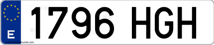 Ejemplo de matrícula de coche ordinaria 1796 HGH
