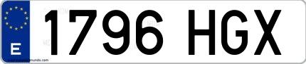 Ejemplo de matrícula española 1796 HGX