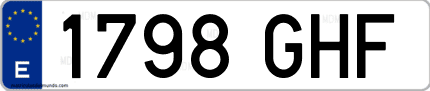 Ejemplo de matrícula de coche ordinaria 1798 GHF