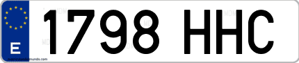 Ejemplo de matrícula de coche ordinaria 1798 HHC