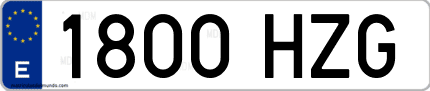 Ejemplo de matrícula de coche ordinaria 1800 HZG