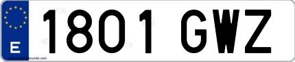 Ejemplo de matrícula española 1801 GWZ