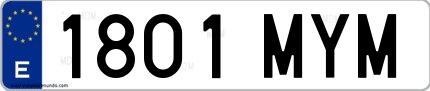 Ejemplo de matrícula española 1801 MYM