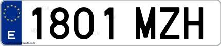 Ejemplo de matrícula española 1801 MZH