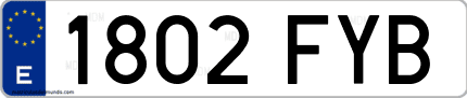 Ejemplo de matrícula de coche ordinaria 1802 FYB