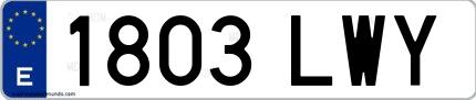Ejemplo de matrícula española 1803 LWY