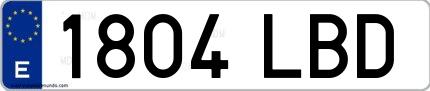 Ejemplo de matrícula española 1804 LBD