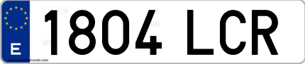 Ejemplo de matrícula de coche ordinaria 1804 LCR
