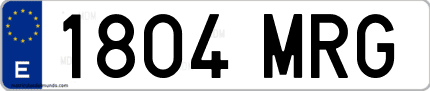 Ejemplo de matrícula de coche ordinaria 1804 MRG