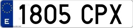 Ejemplo de matrícula española 1805 CPX