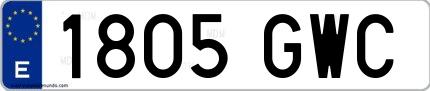 Ejemplo de matrícula española 1805 GWC
